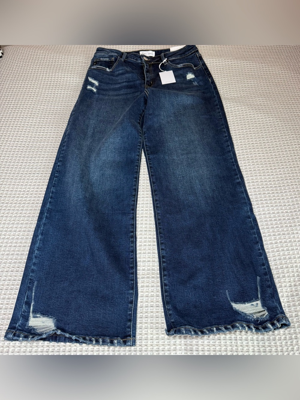KanCan Jeans Womens 13/30 High Rise Wide Leg Dark Wash Distressed KC20071D NEW